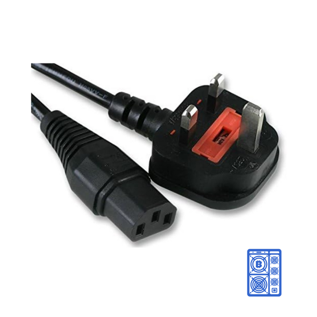Antminer S19 Series UK Power Lead UK Plug to IEC C13 10A BLK 2M